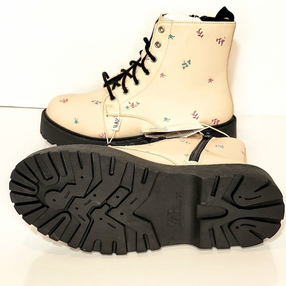 NWT Zara's Girl's Size 3.5 Floral Ankle Boots - Picture 8 of 12